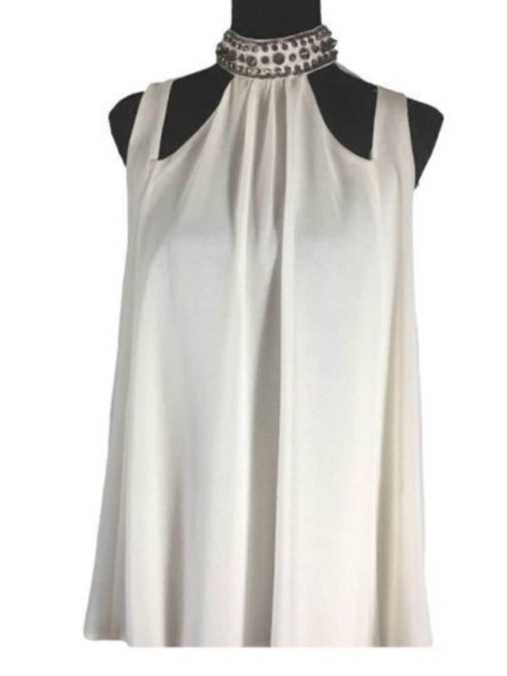 #229 VENUS Ivory Jeweled Halter Camisole